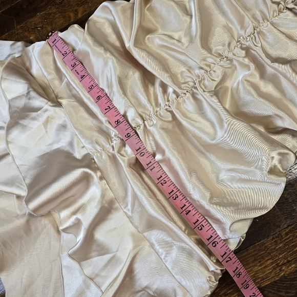 Vintage Y2K Jessica McClintock Gold Ruched Ruffled Halter Prom Dress Fairycore - Picture 9 of 13